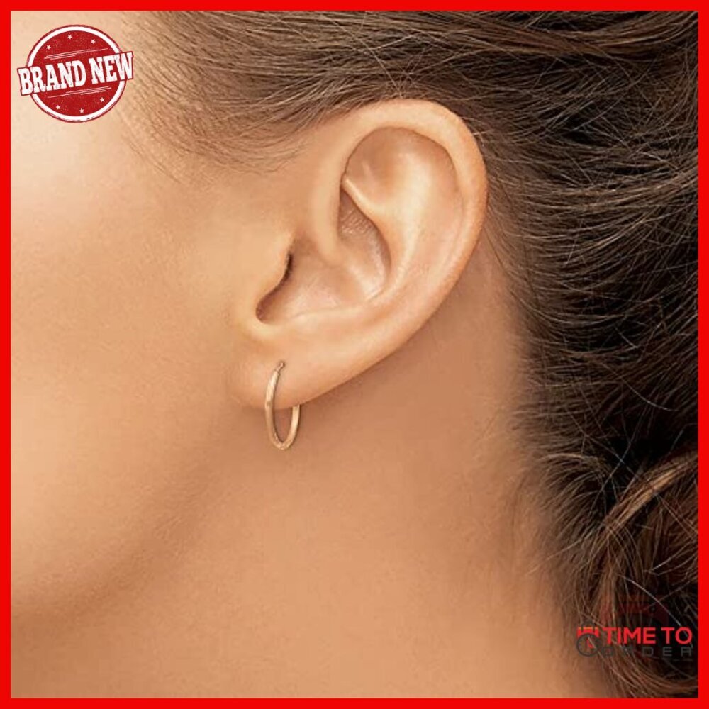 14k Gold 1.25mm Diamond-Cut Endless Hoop Earrings 15mm X 15mm View 3